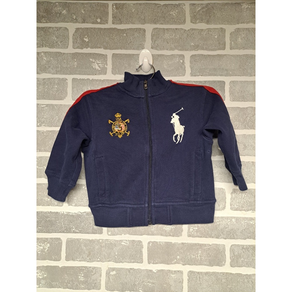Polo Ralph Lauren Boys Graphic Tracksuit‎ Top Jacket Navy Blue Size 2T